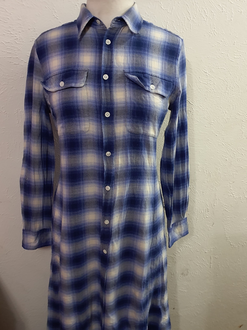 Polo by Ralph Lauren Blue and White Plaid Maxi Dress